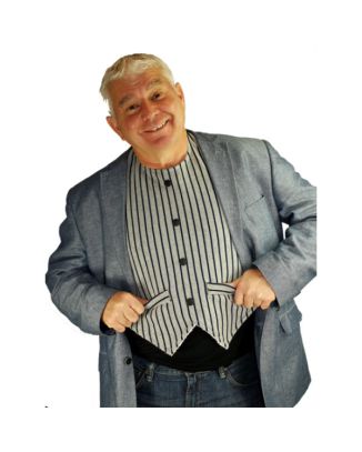 What A Gent Waistcoast Bib  - Navy Pinstripe