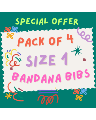 Pack of 4 - Size 1 Bandana Bibs - Choose from 20 Different Packs