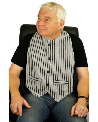 EXTRA LARGE - What a Gent Waistcoat Bib - Black Pinstripe